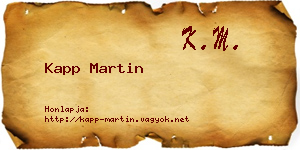 Kapp Martin névjegykártya